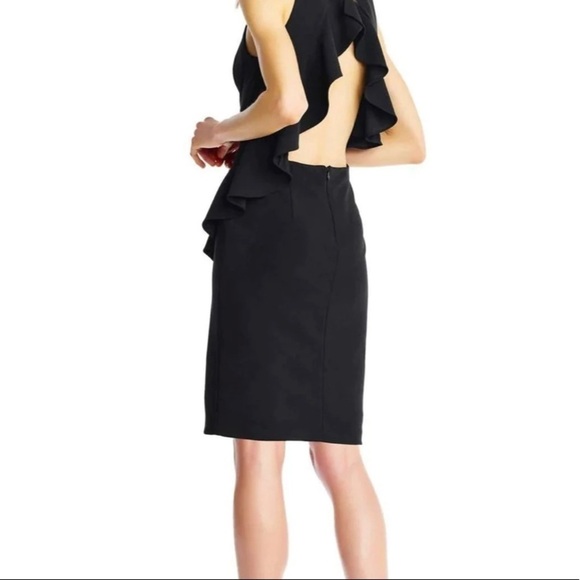 AIDAN BY AIDAN MATTOX black ruffle open back mini dress - Picture 3 of 10